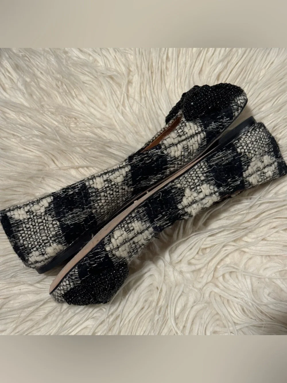 TORY BURCH |  CRYSTAL BOW BALLET~  WOOL CASTRES ~ Size 9